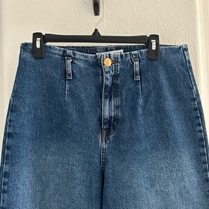 Zara wide leg cropped blue jeans